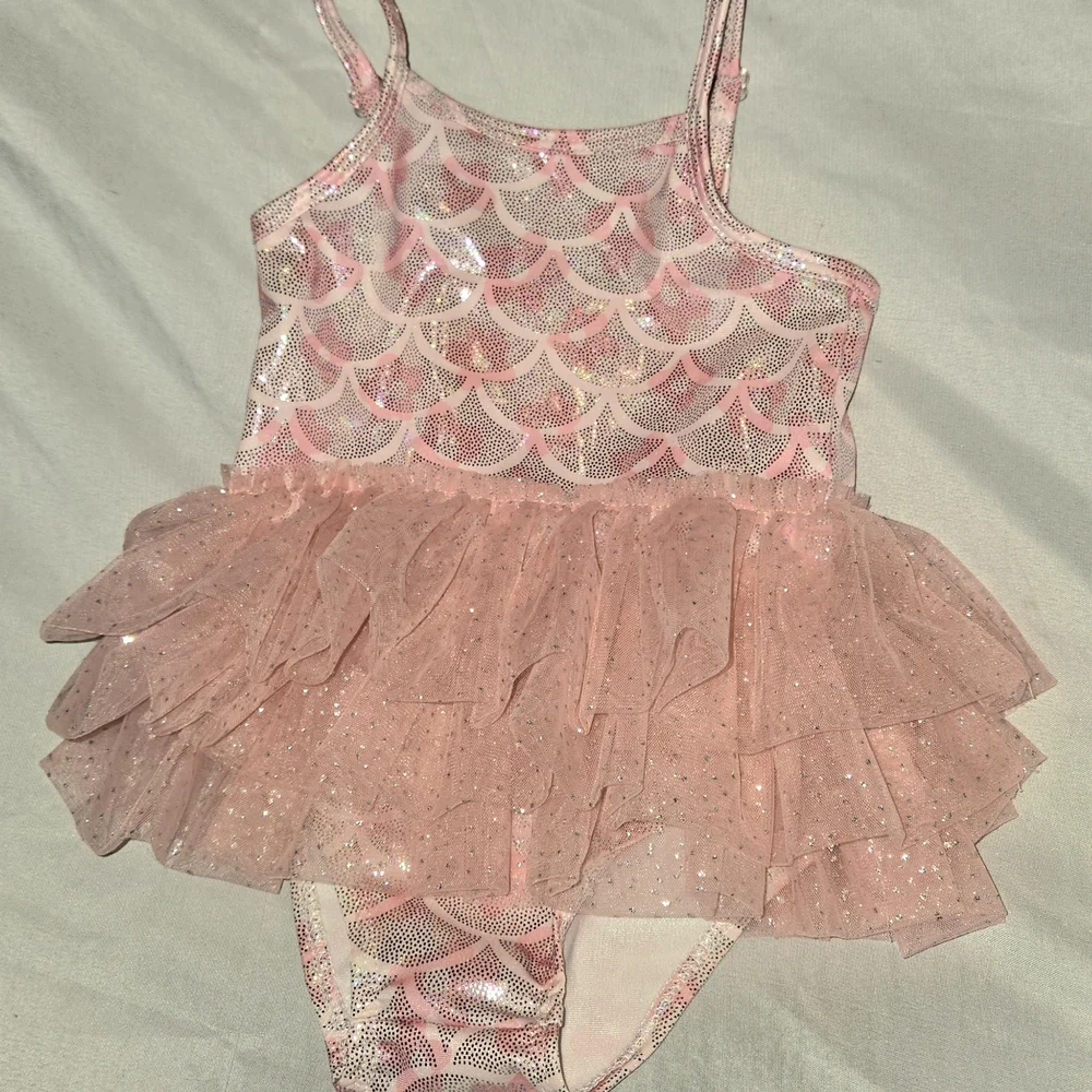 Sparkling Pink Baby Girl Swim One Piece with Tutu Silver Sparkles Milediiy 3-6mo